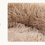 JHK Calming Dog Bed for Medium to Large Dogs Washable Large Pet Bed Anti-Slip Round Fluffy Plush Faux Fur Dog Bed