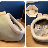 Deep Sleep Cat Bed Cartoon Pet Bed Foldable Removable Washable Pet Sleeping Bed for Small Dog Mat Bag Cave Cats Bed