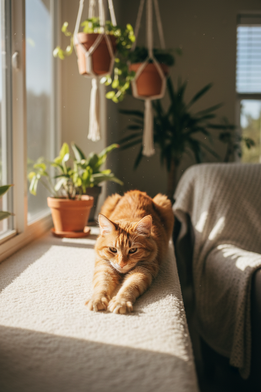 Cat on window sill vertical